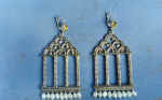 Earrings "Iaroslavna". 1995. Silver, gold, citrine, fianite, pearl.