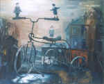 Old Bicycle. Canvas, oil.