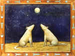 The nigth of the two dogs. 1993. 80x60. Canvas., oil.