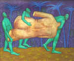 Torso. Lovers of large woman. 1994. 120x100. Canvas., oil.